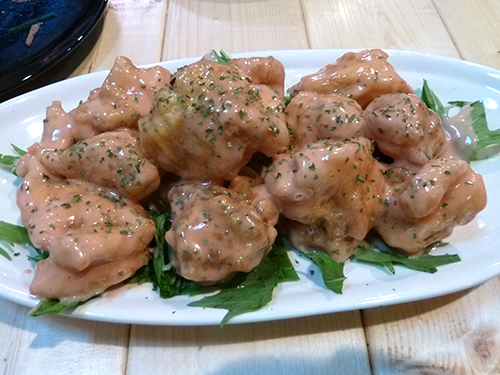 ２５鶏モモ肉の天ぷらオーロラソース和え420