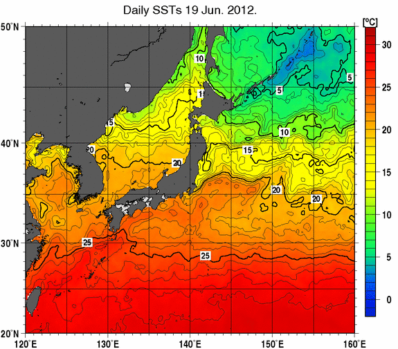 海面水温分布図　20120619